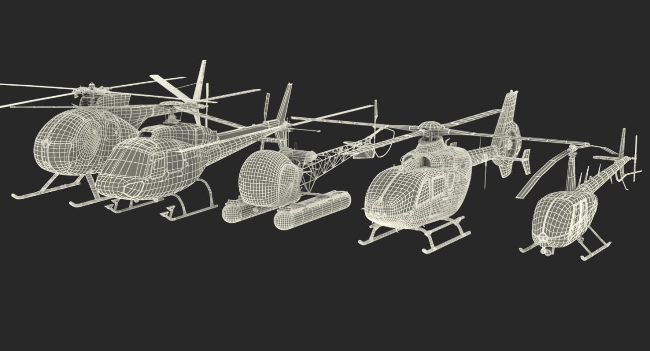 Police Helicopters Collection 3D model