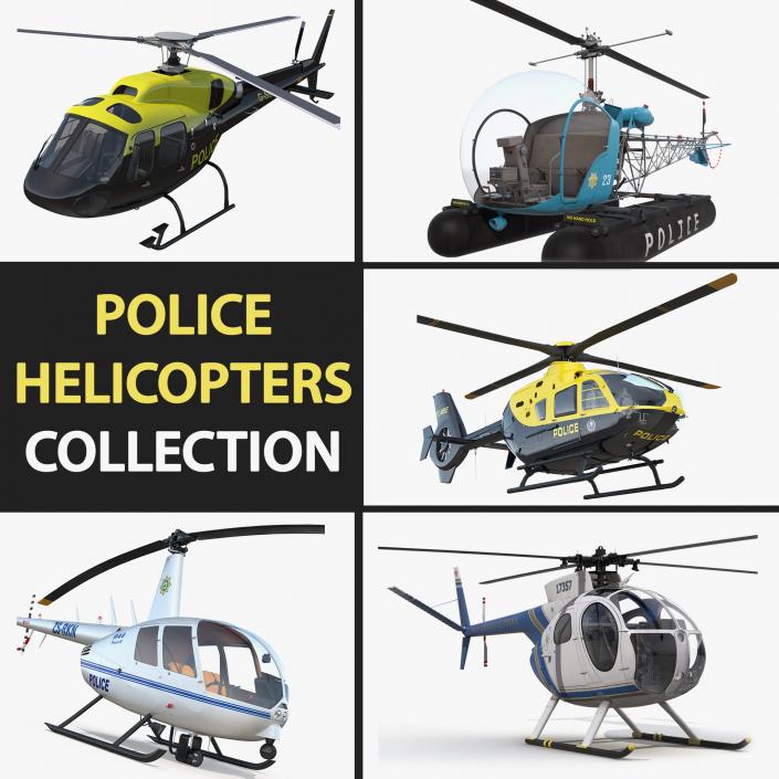 Police Helicopters Collection 3D model