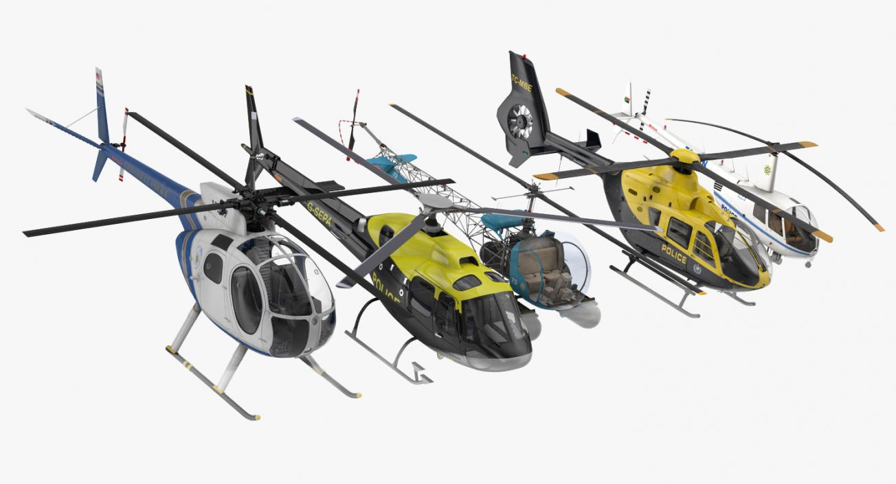 Police Helicopters Collection 3D model