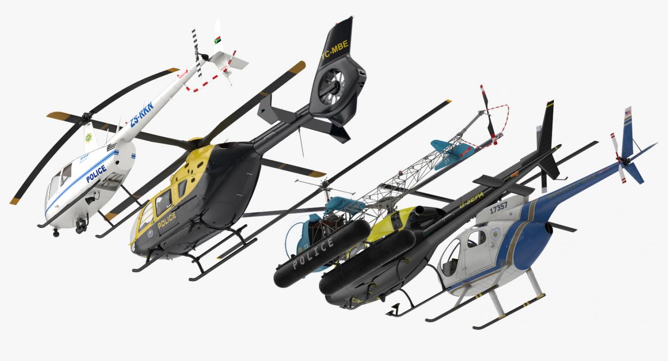 Police Helicopters Collection 3D model