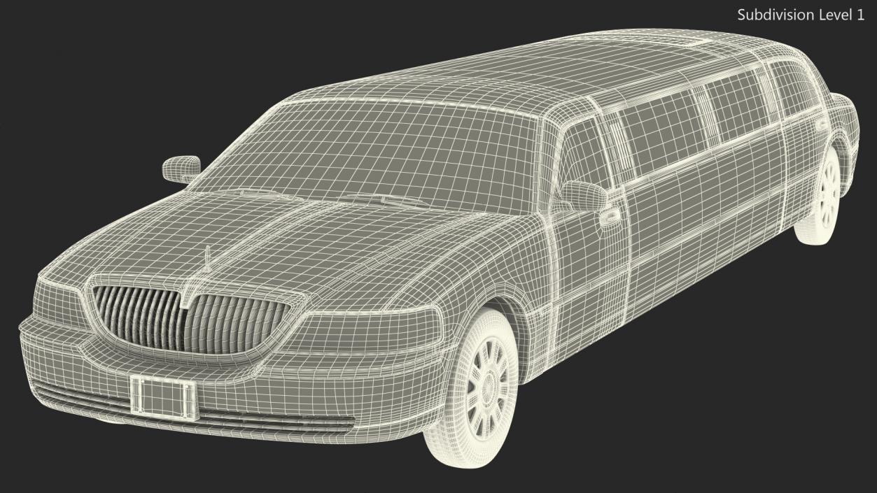 3D model Lincoln Town Limo White Rigged