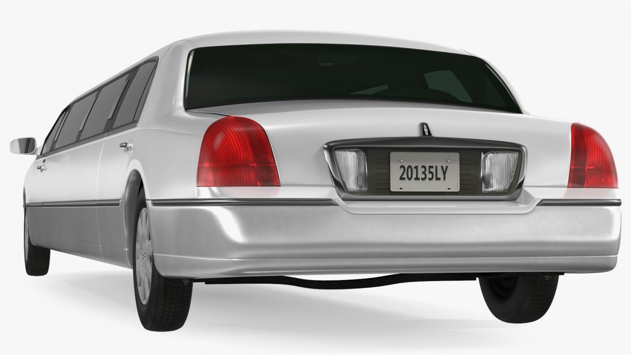 3D model Lincoln Town Limo White Rigged