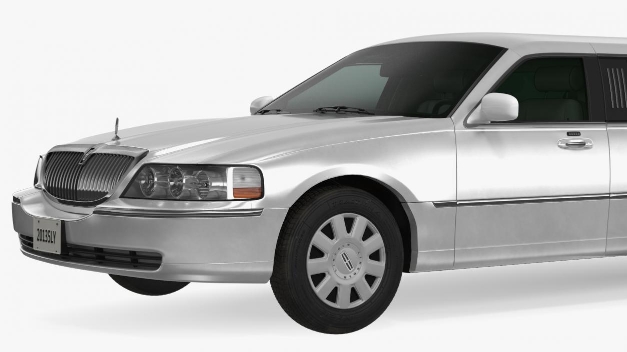 3D model Lincoln Town Limo White Rigged