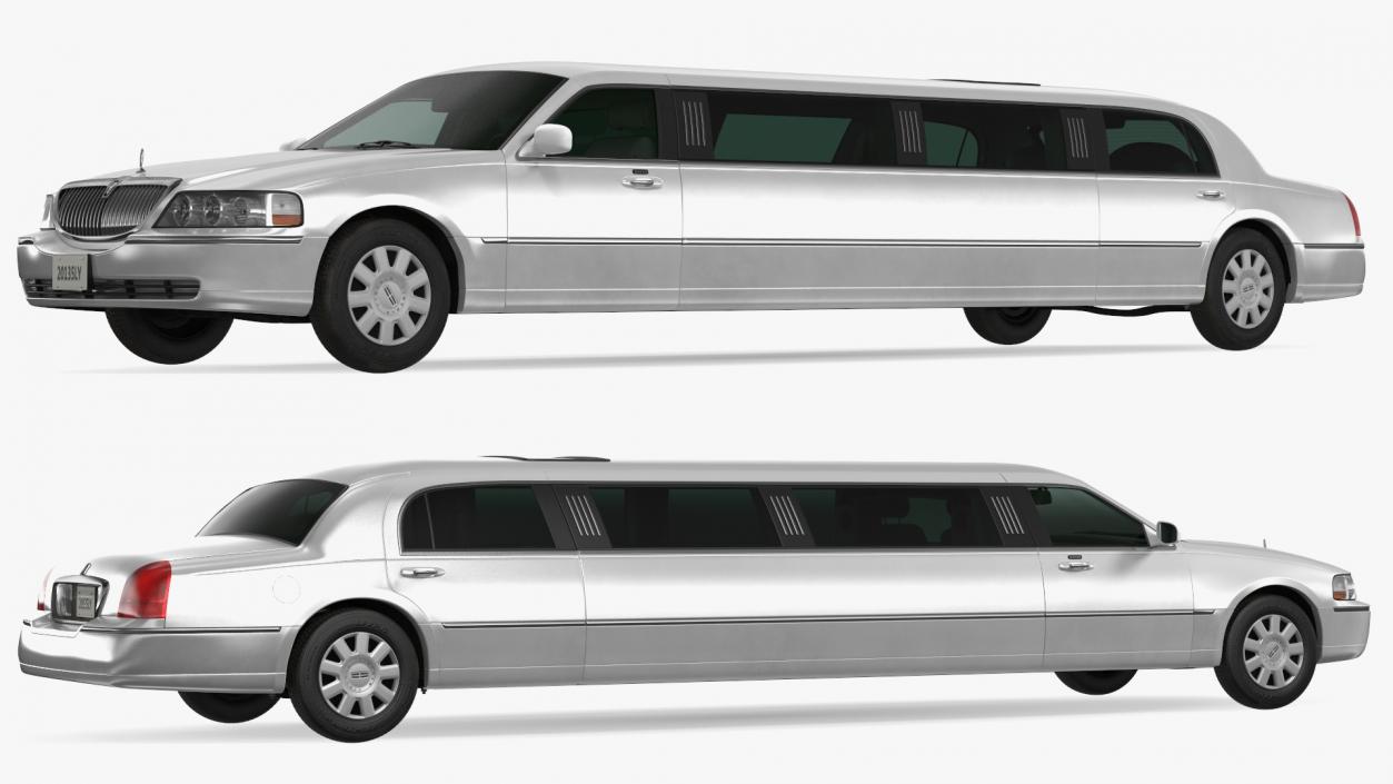 3D model Lincoln Town Limo White Rigged