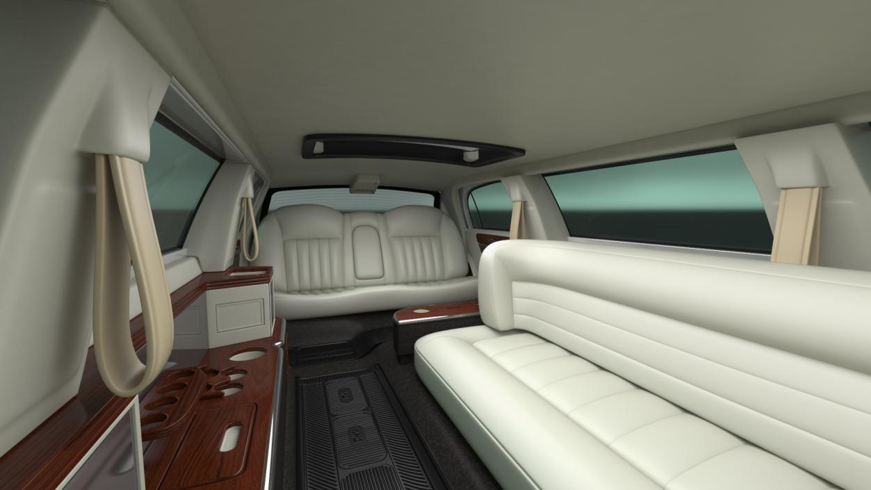 3D model Lincoln Town Limo White Rigged