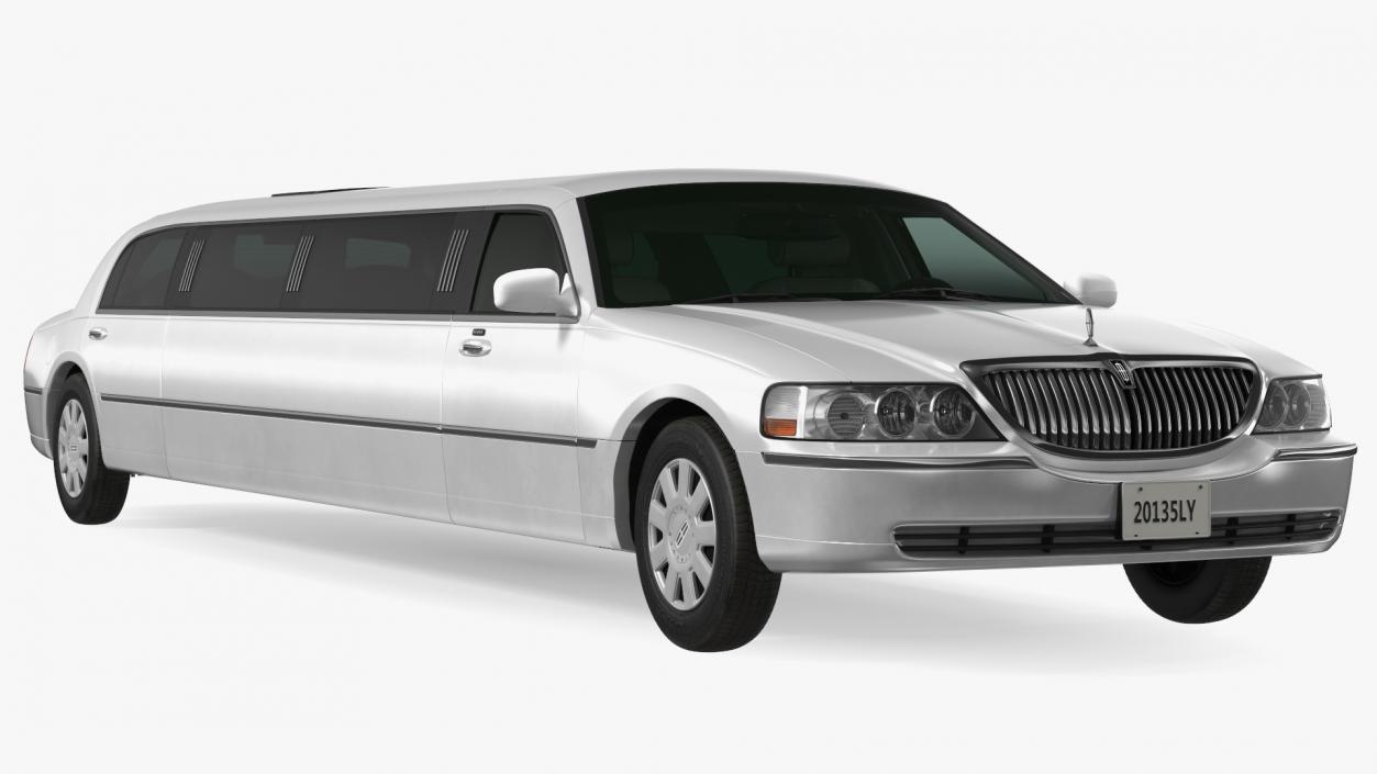 3D model Lincoln Town Limo White Rigged