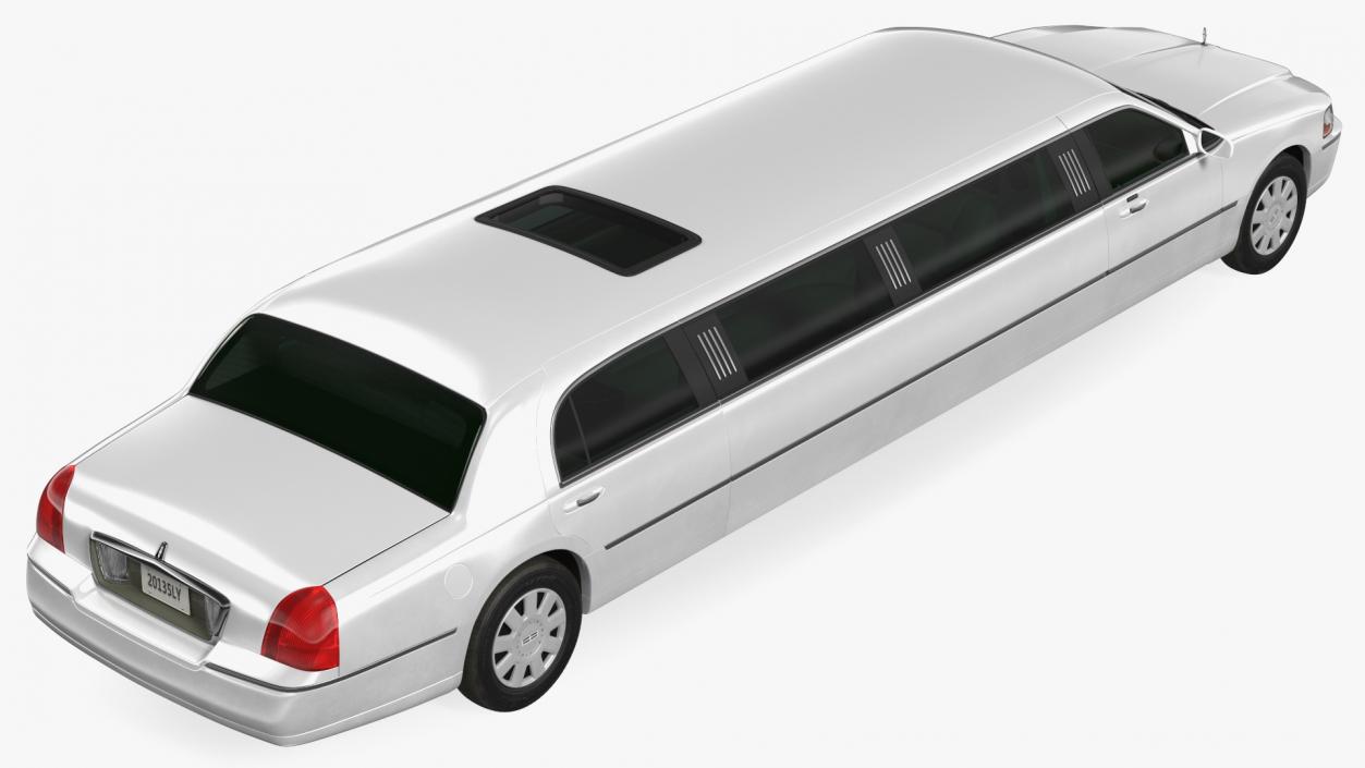 3D model Lincoln Town Limo White Rigged