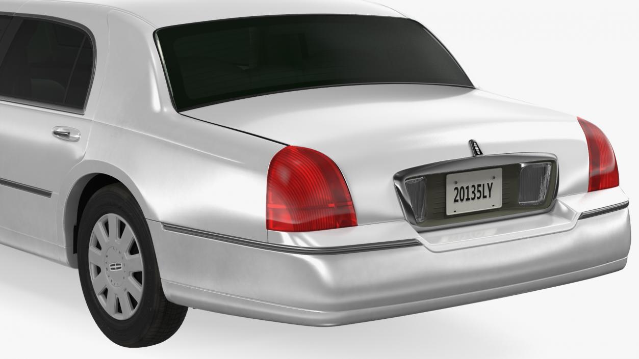 3D model Lincoln Town Limo White Rigged