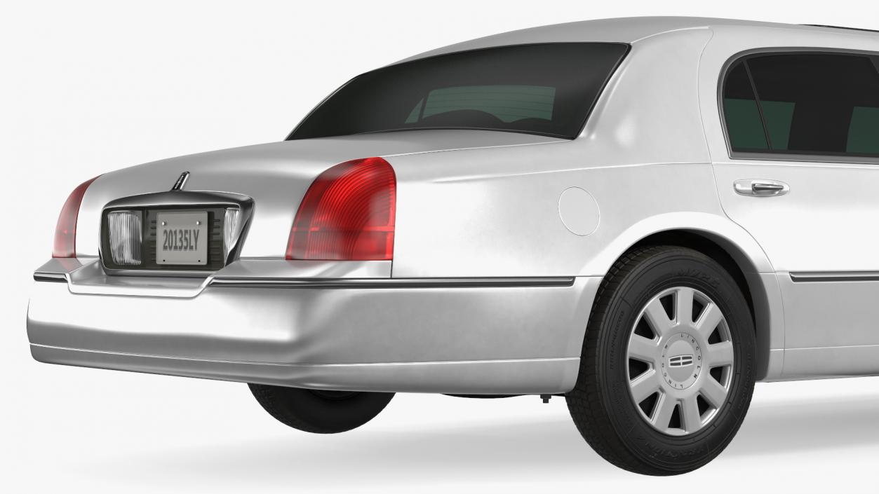 3D model Lincoln Town Limo White Rigged