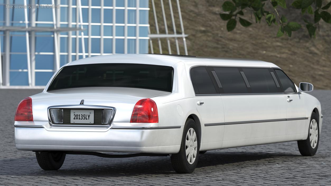 3D model Lincoln Town Limo White Rigged