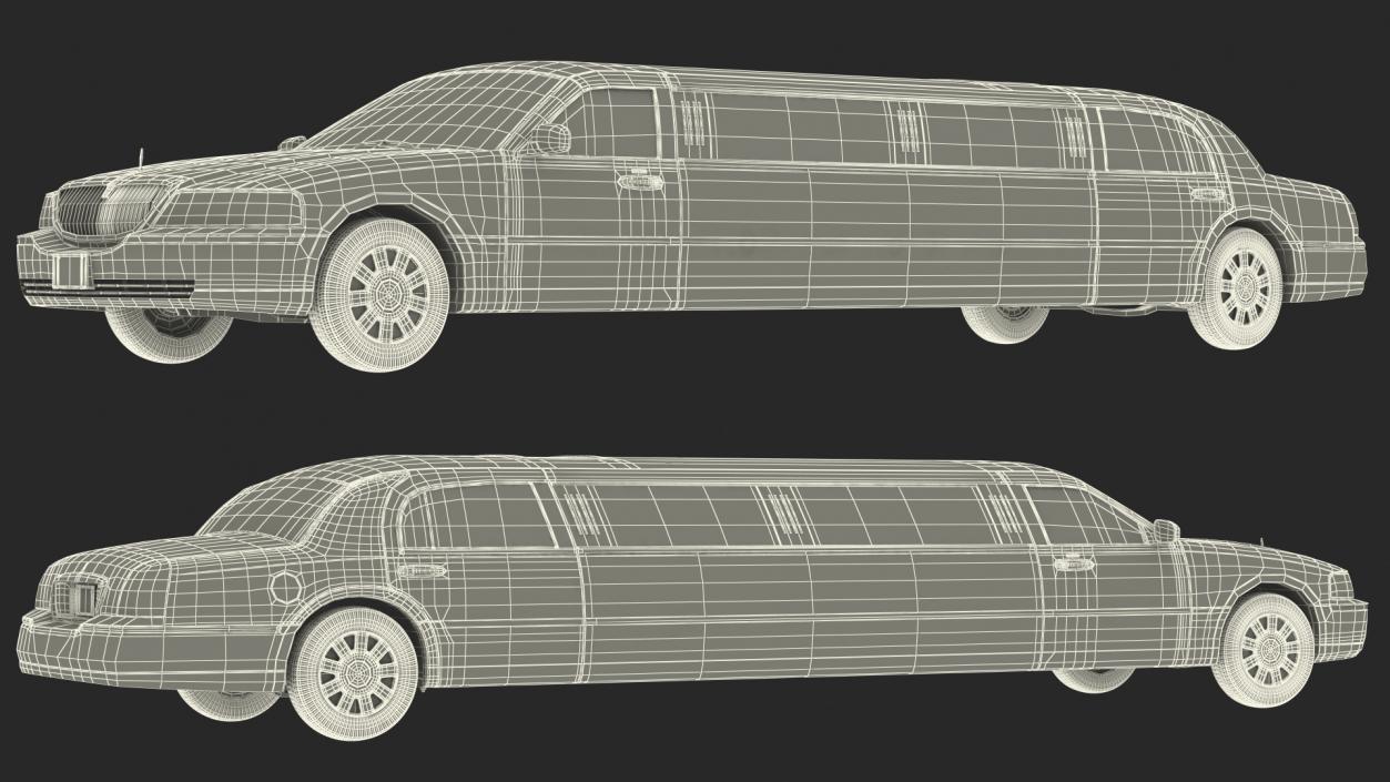 3D model Lincoln Town Limo White Rigged