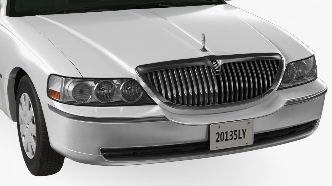 3D model Lincoln Town Limo White Rigged