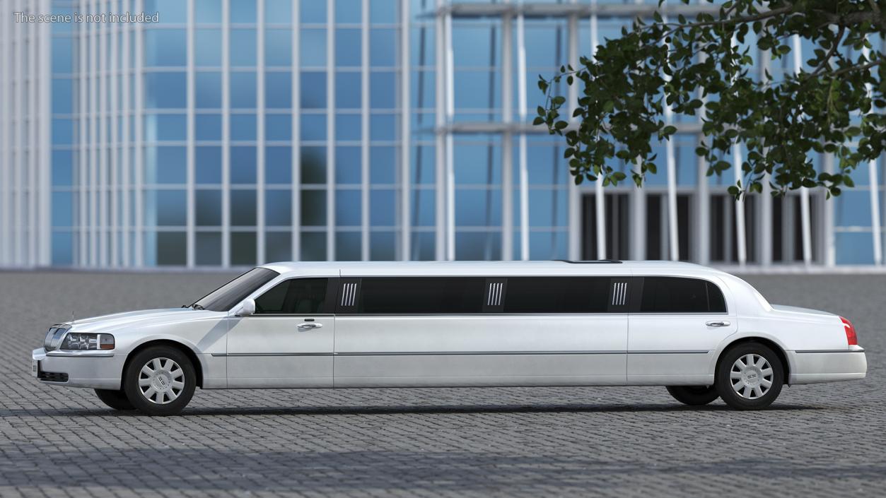 3D model Lincoln Town Limo White Rigged