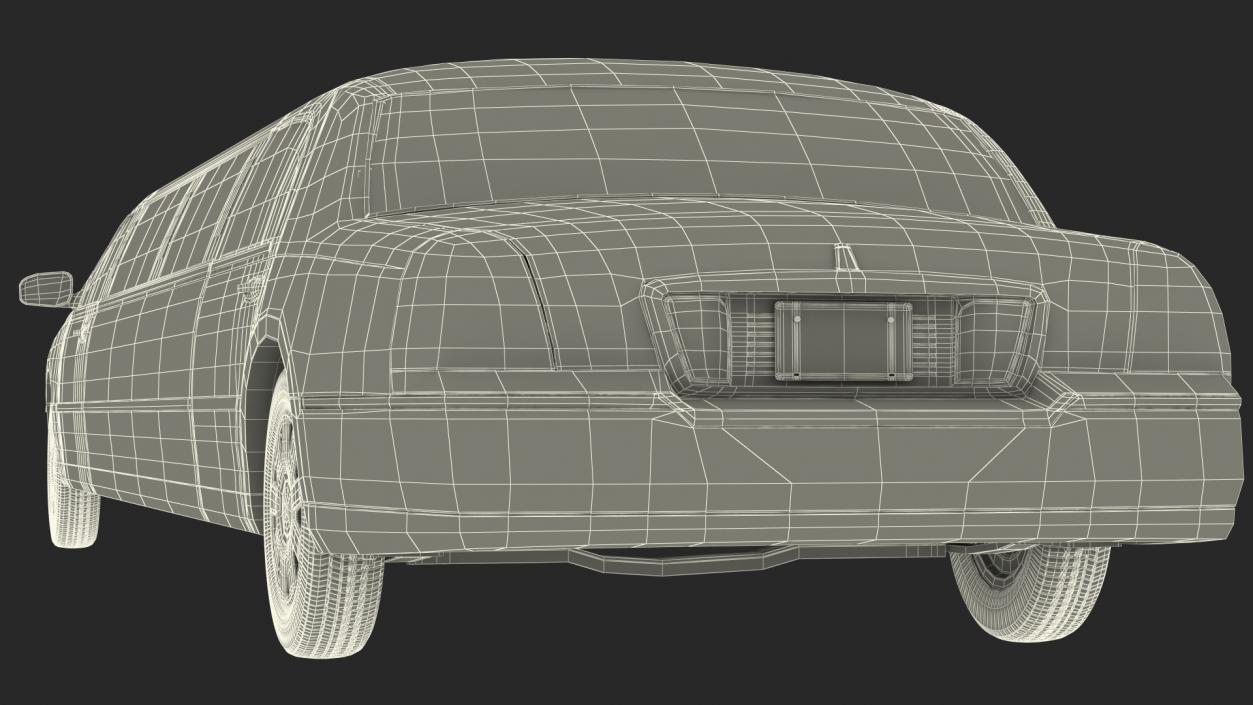 3D model Lincoln Town Limo White Rigged