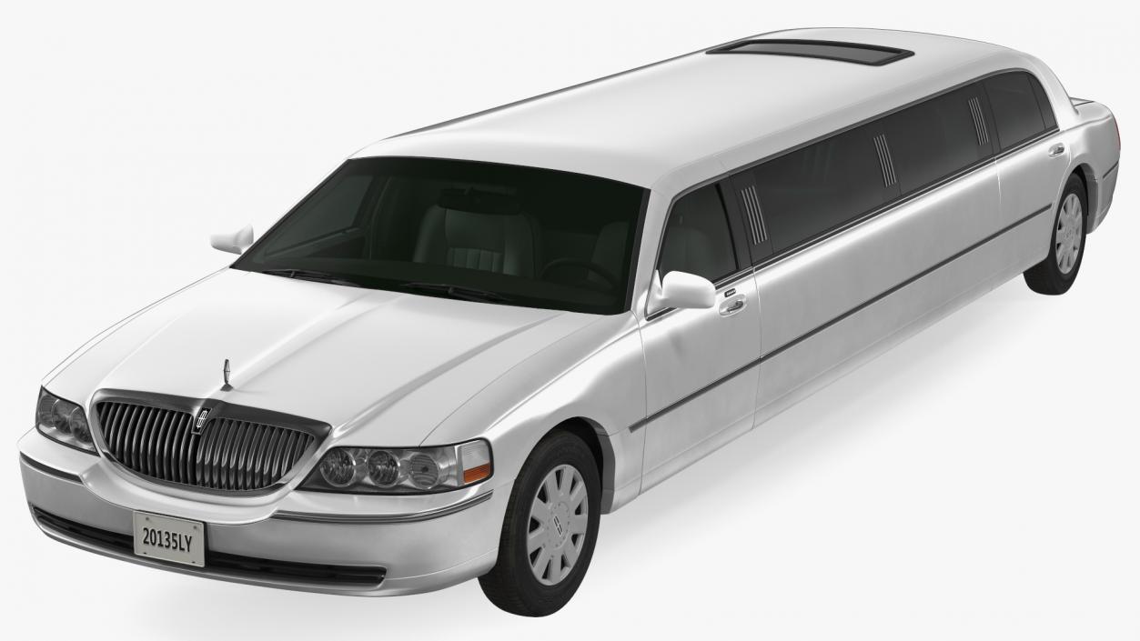 3D model Lincoln Town Limo White Rigged