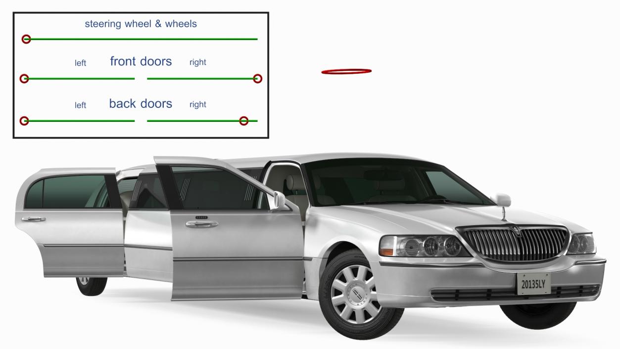 3D model Lincoln Town Limo White Rigged