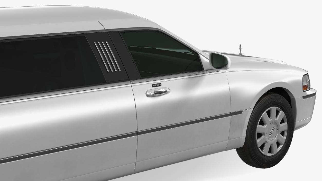 3D model Lincoln Town Limo White Rigged