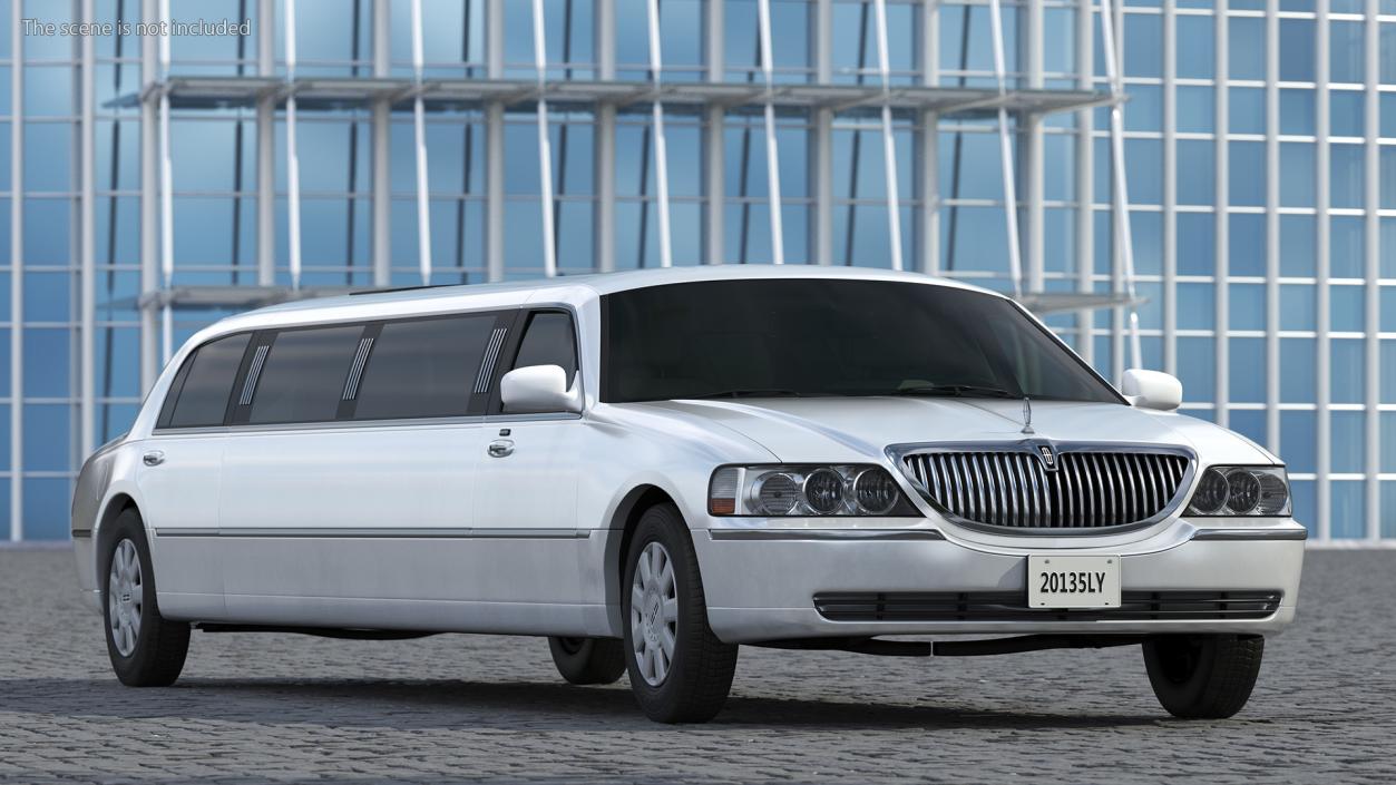 3D model Lincoln Town Limo White Rigged