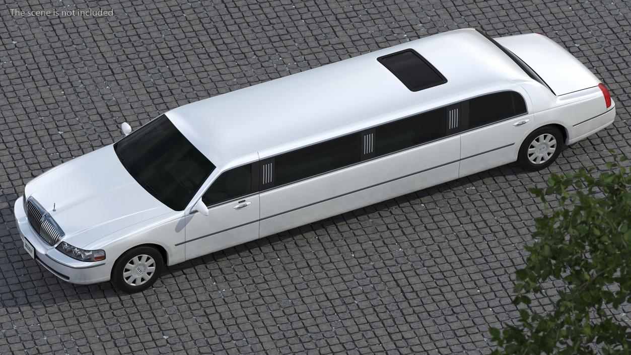 3D model Lincoln Town Limo White Rigged