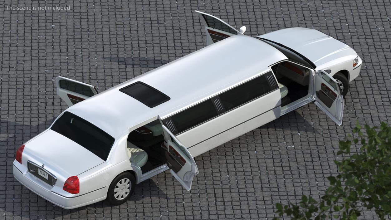 3D model Lincoln Town Limo White Rigged