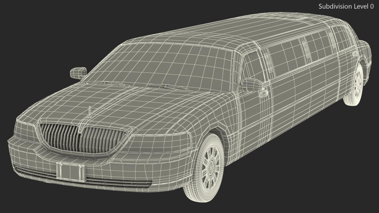 3D model Lincoln Town Limo White Rigged