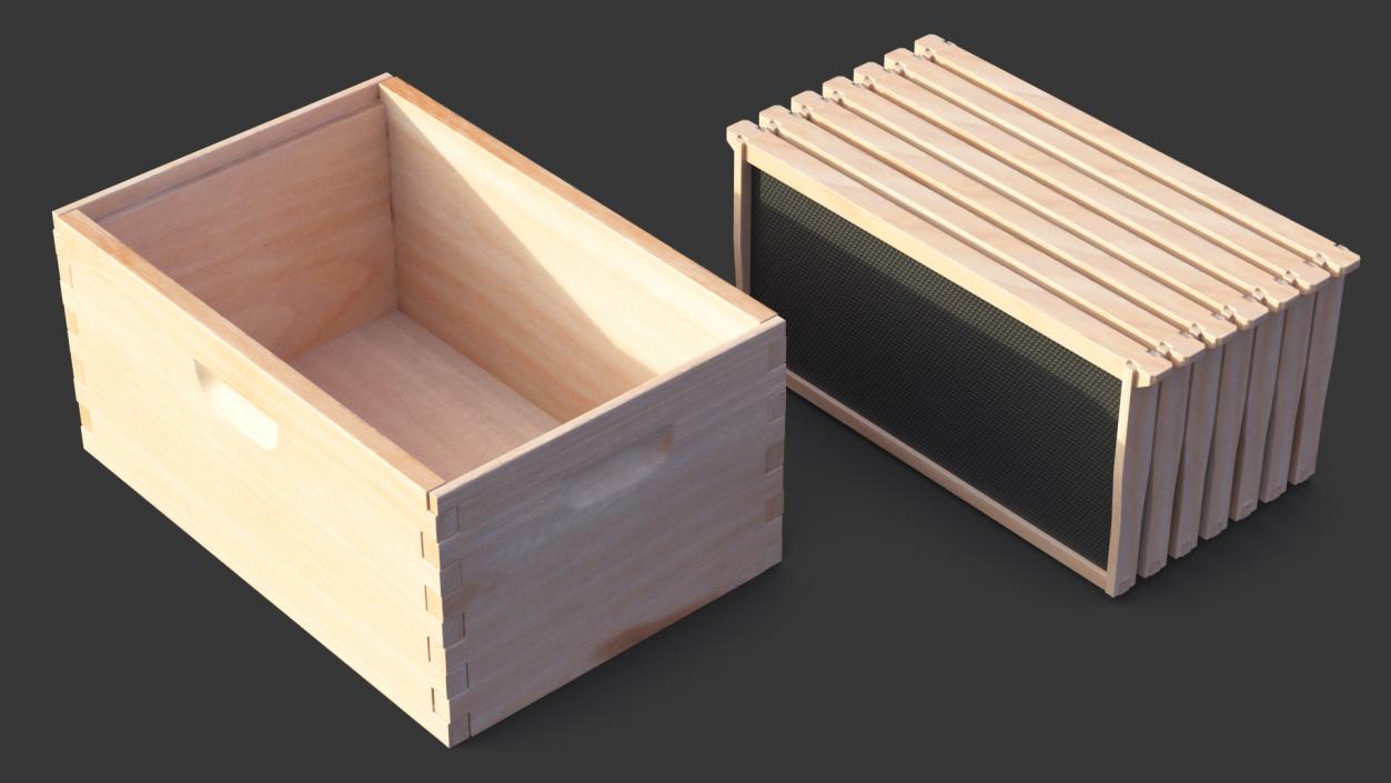 3D model Wooden Honey Bee Box