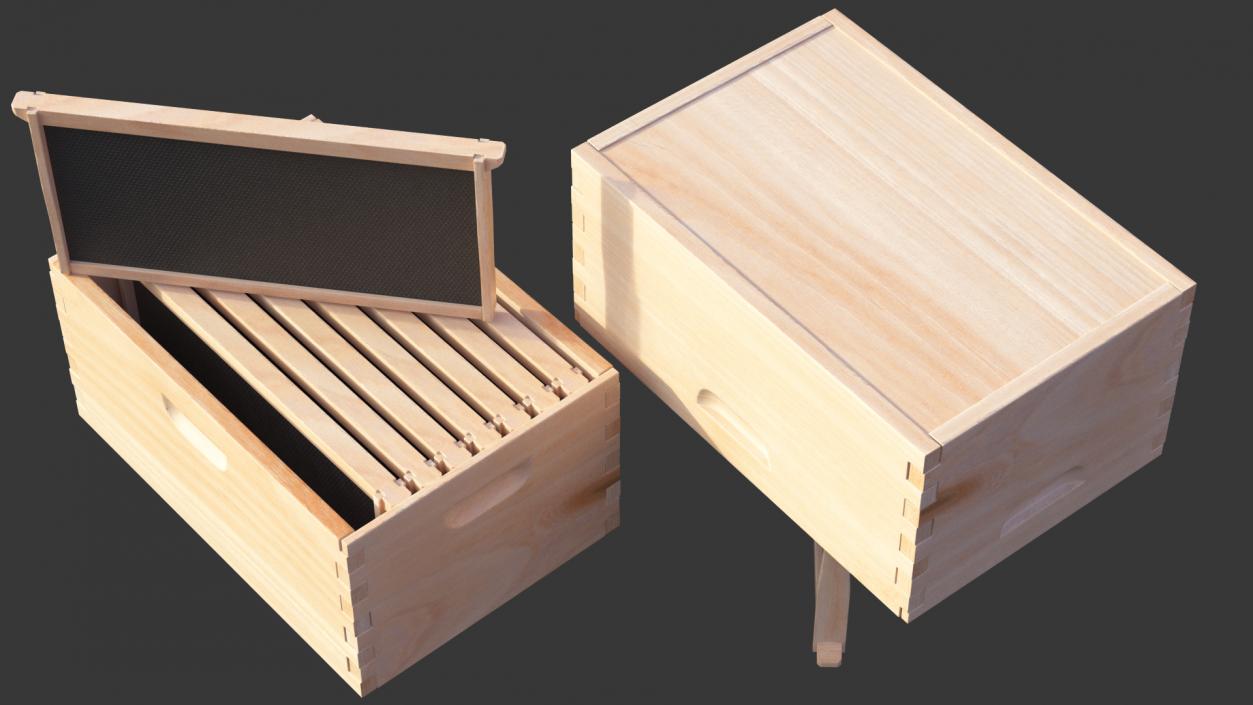 3D model Wooden Honey Bee Box