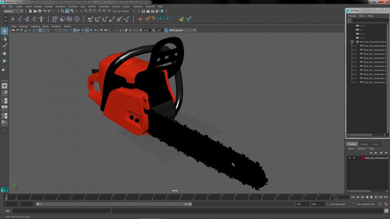 Red Gas Powered Chainsaw 3D model