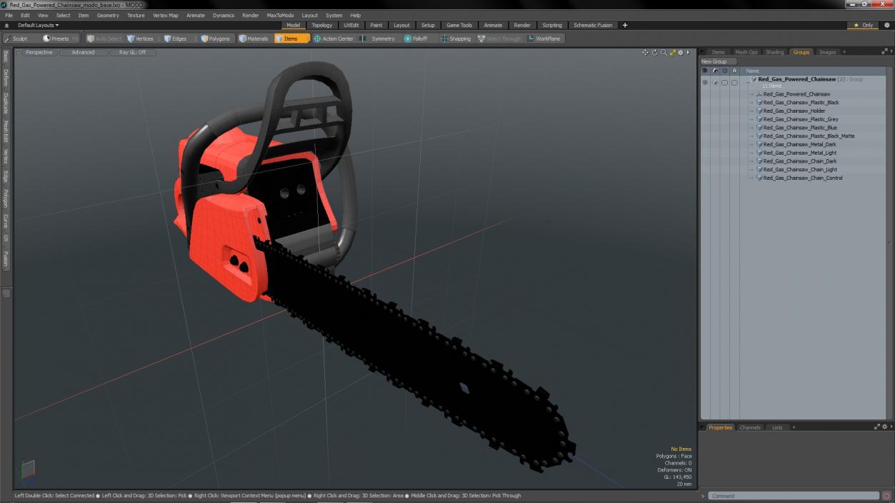 Red Gas Powered Chainsaw 3D model