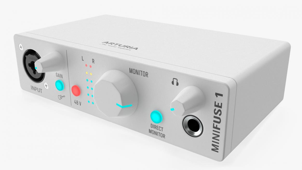 Compact Audio USB Interface Arturia MiniFuse 1 White 3D