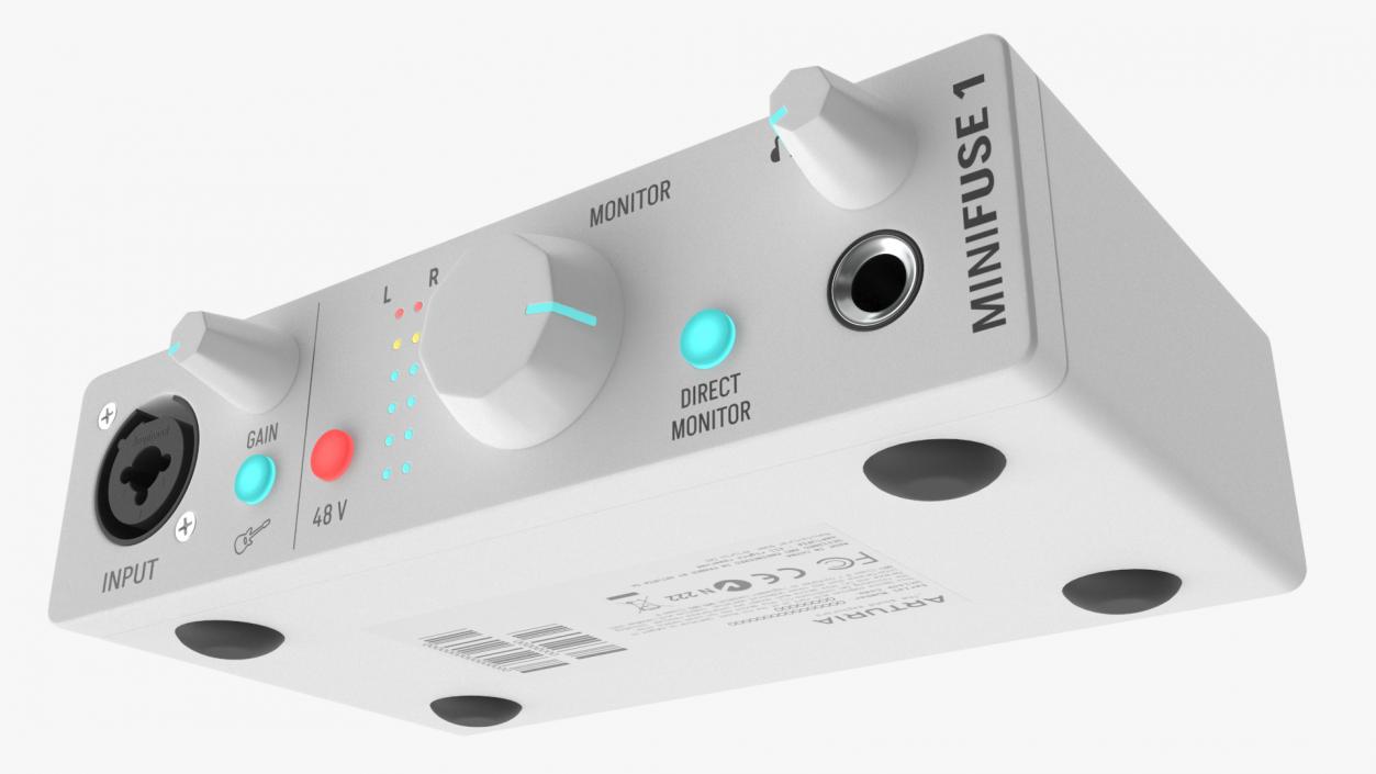 Compact Audio USB Interface Arturia MiniFuse 1 White 3D