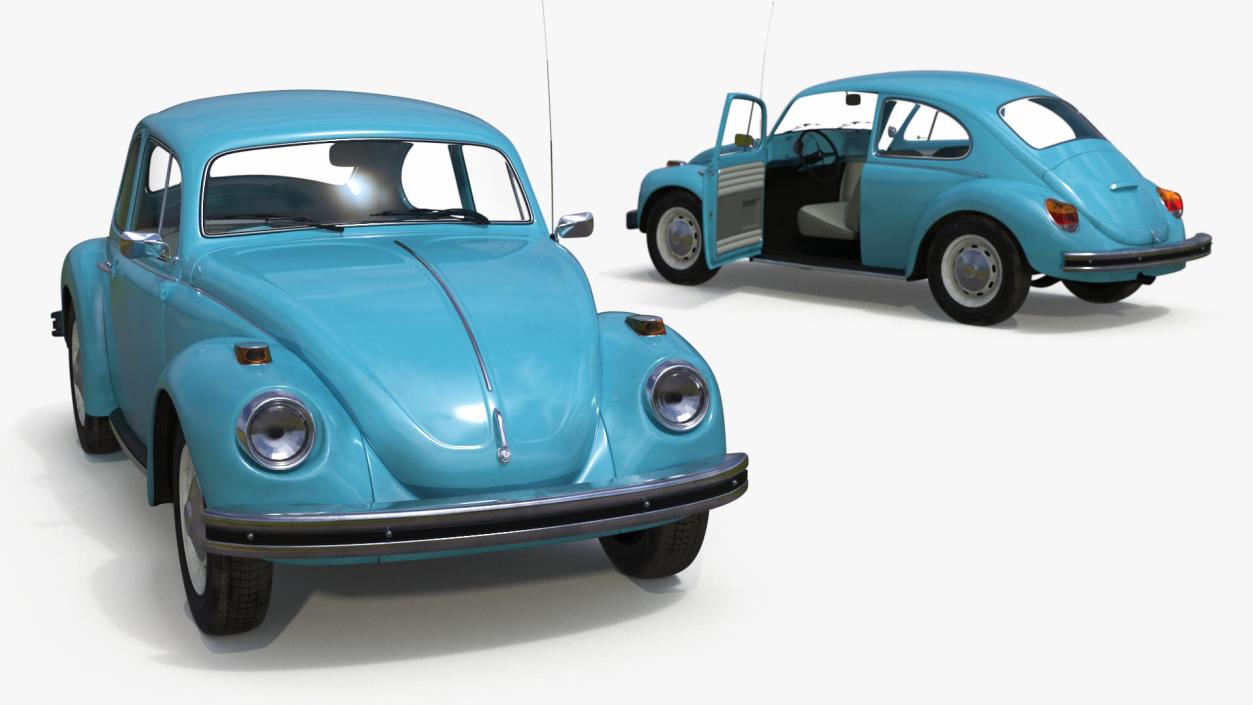 3D Classic Volkswagen Beetle Simple Interior