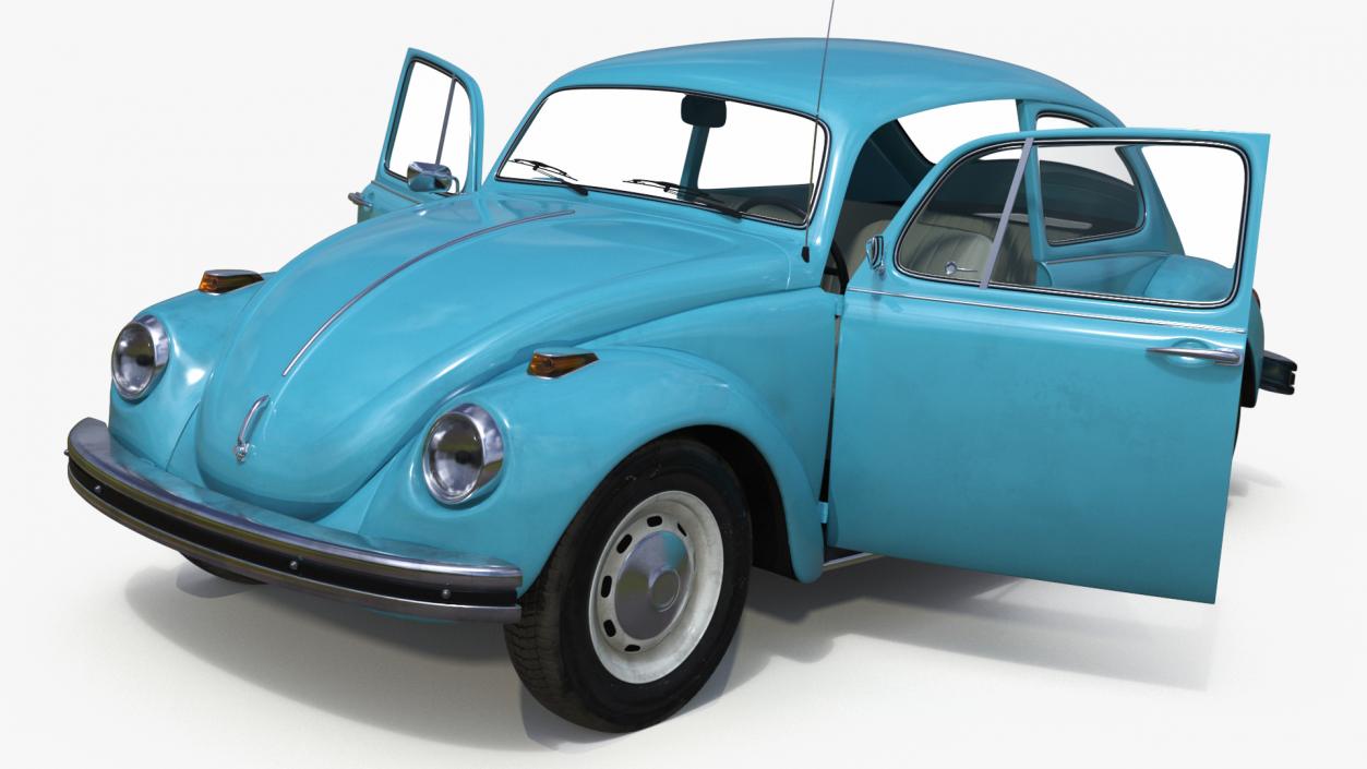 3D Classic Volkswagen Beetle Simple Interior