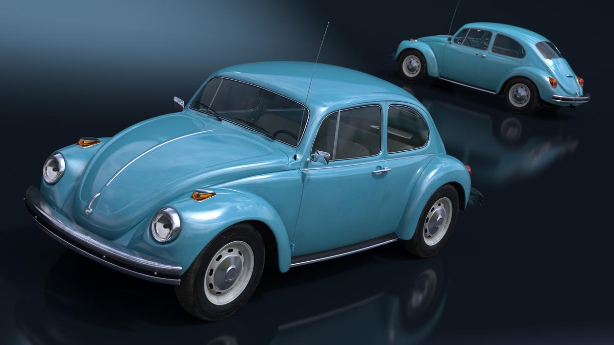 3D Classic Volkswagen Beetle Simple Interior