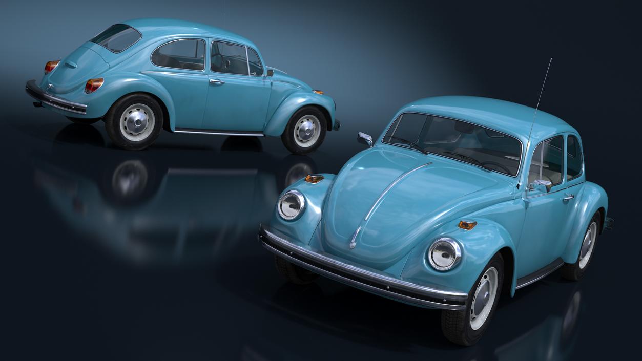 3D Classic Volkswagen Beetle Simple Interior