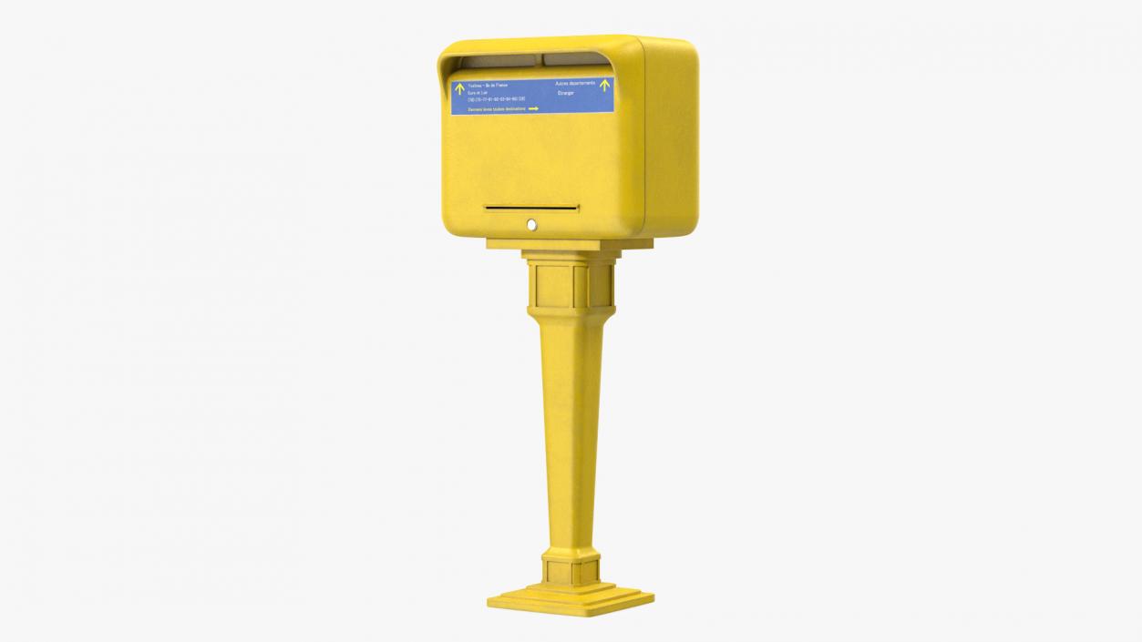 3D French Yellow Mailbox Post