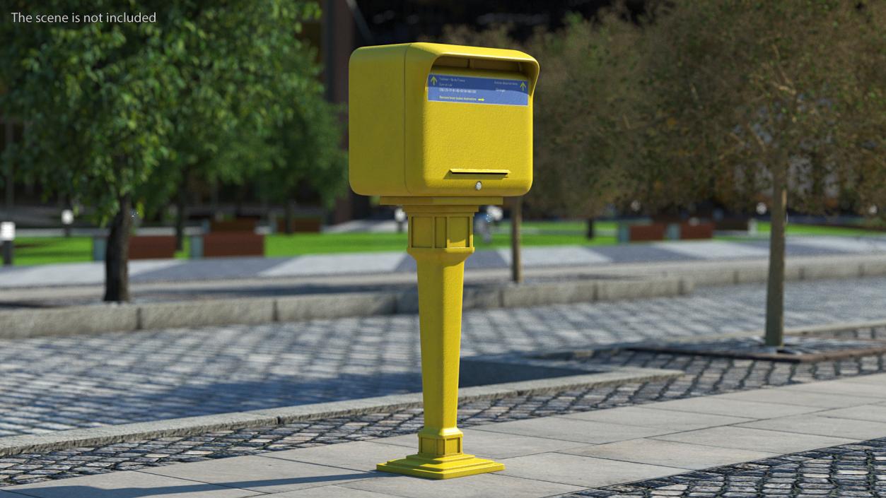 3D French Yellow Mailbox Post