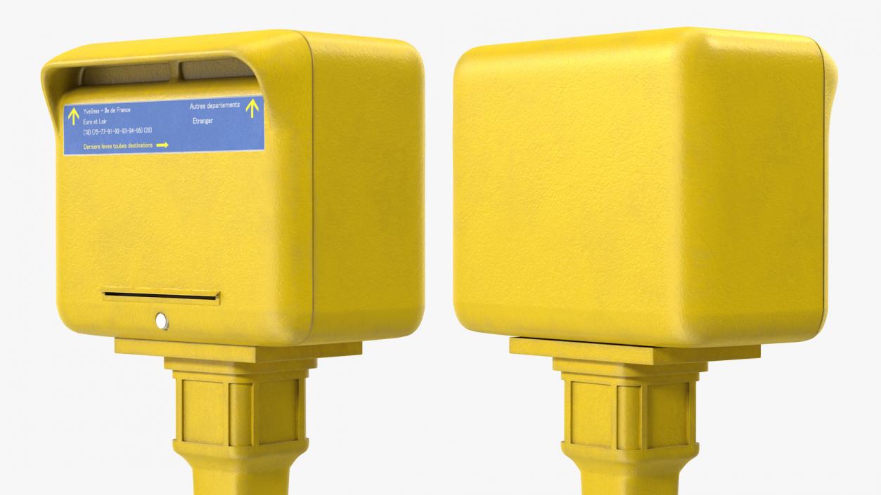 3D French Yellow Mailbox Post