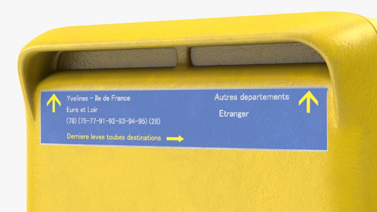 3D French Yellow Mailbox Post