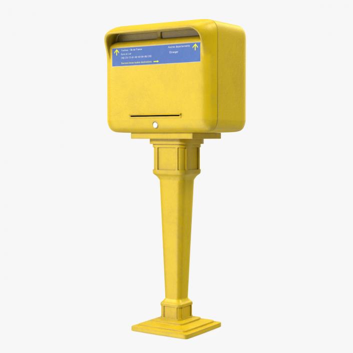 3D French Yellow Mailbox Post