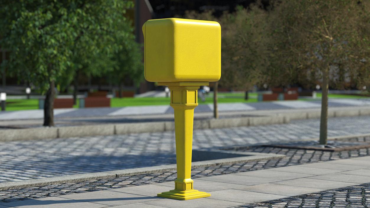 3D French Yellow Mailbox Post