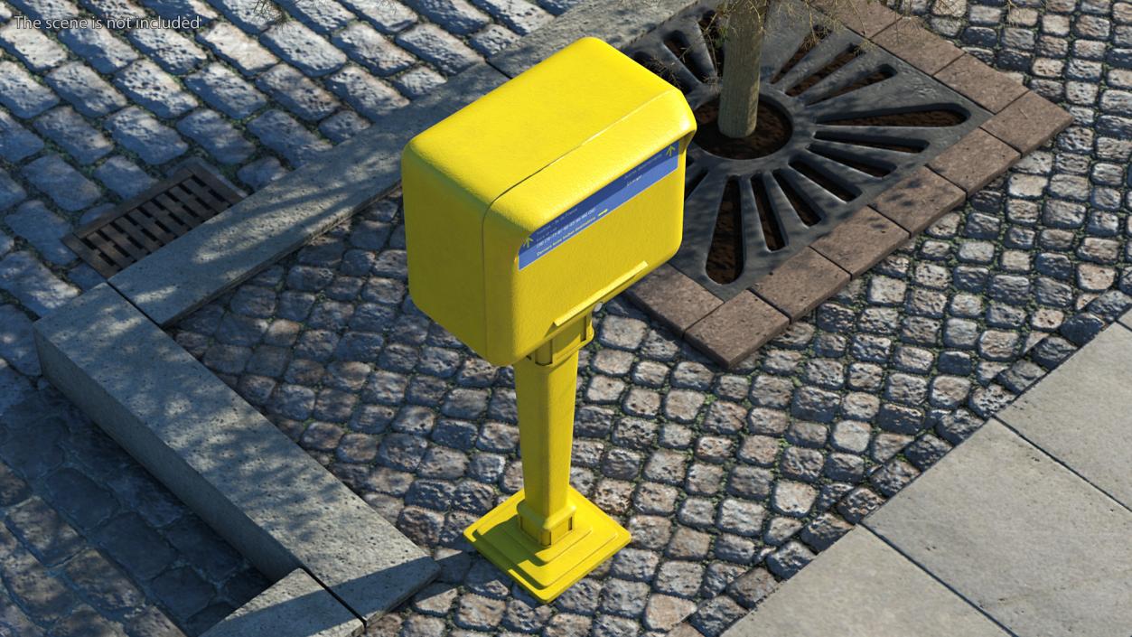 3D French Yellow Mailbox Post