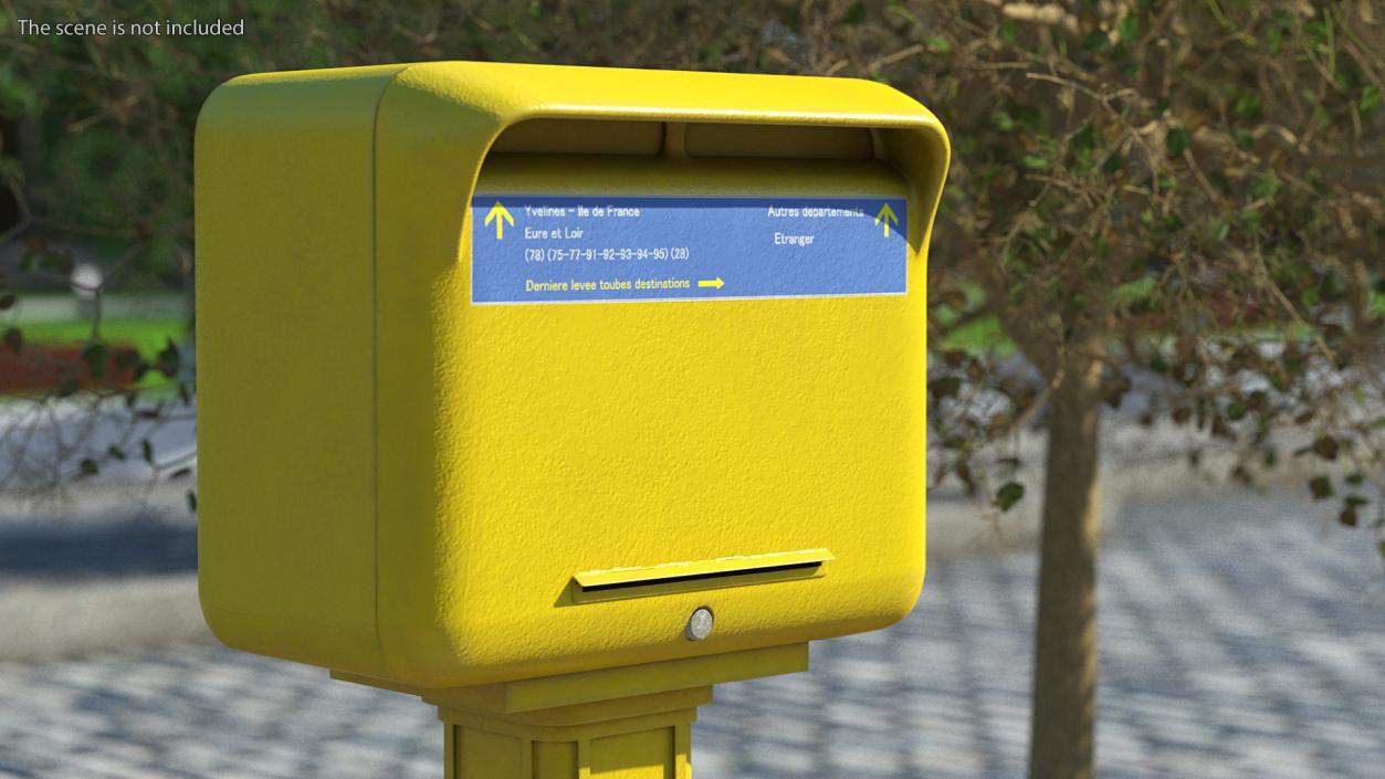 3D French Yellow Mailbox Post