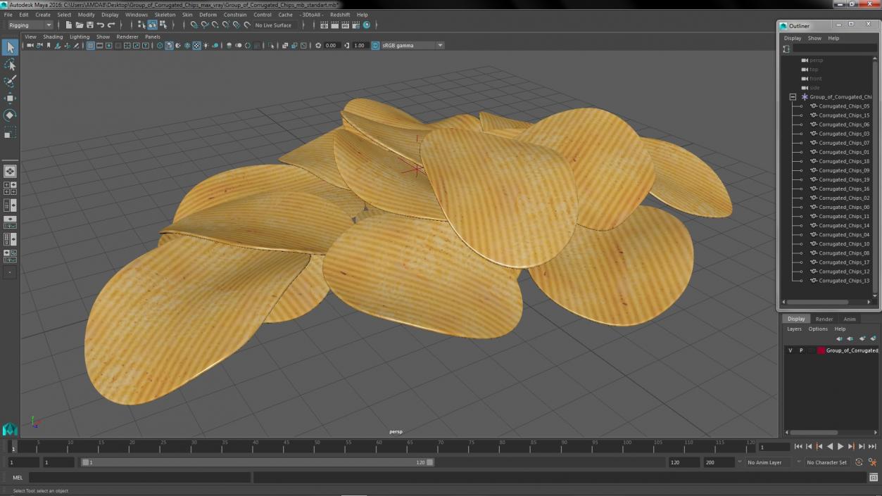 3D model Group of Corrugated Chips