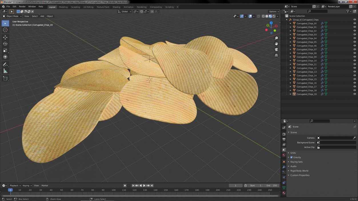 3D model Group of Corrugated Chips