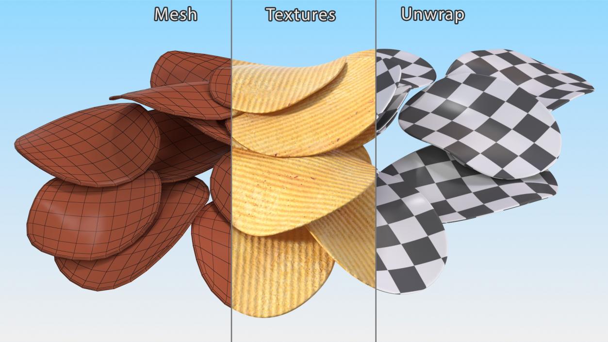 3D model Group of Corrugated Chips