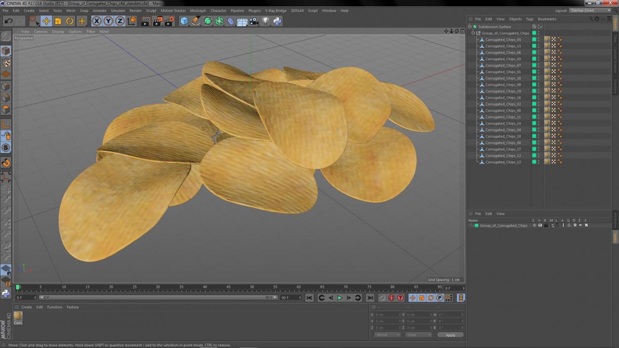 3D model Group of Corrugated Chips