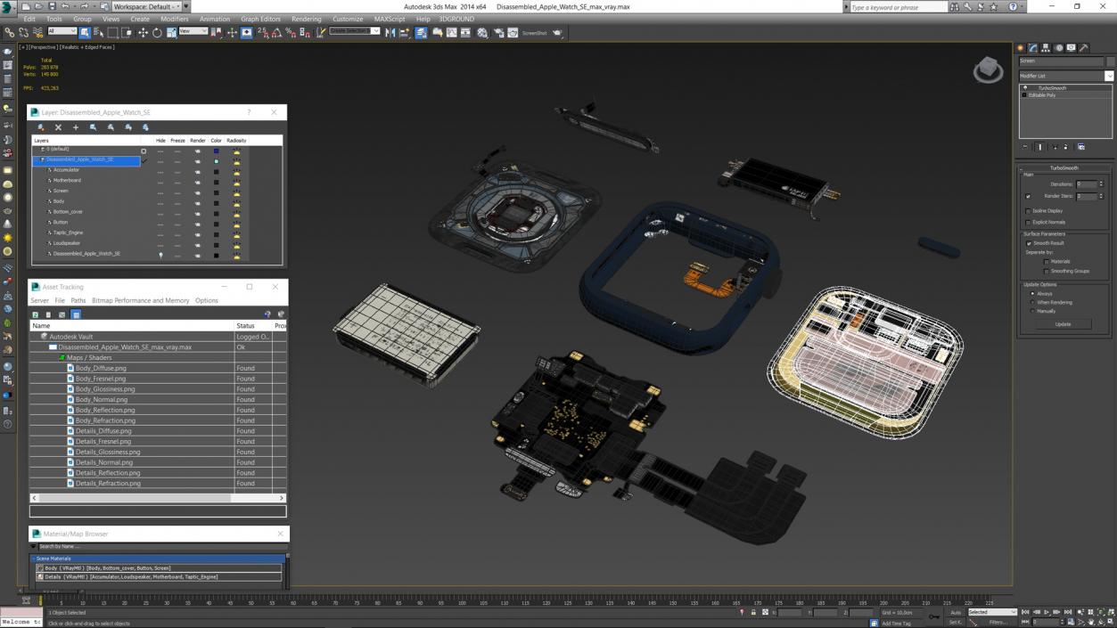 Disassembled Apple Watch SE 2 3D model