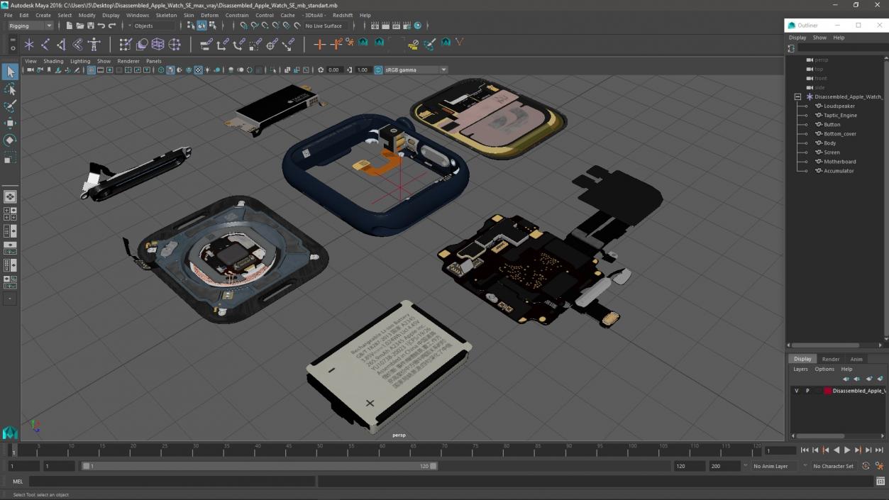 Disassembled Apple Watch SE 2 3D model