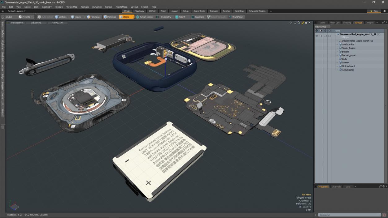 Disassembled Apple Watch SE 2 3D model